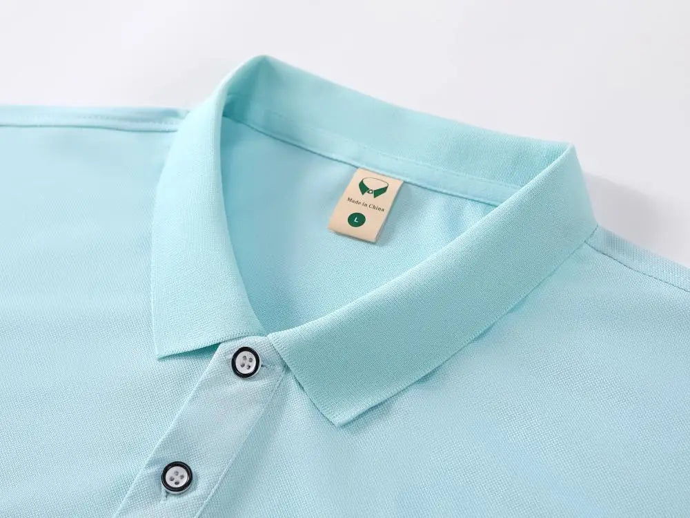 Summer casual polo shirt with custom logo print text image design, breathable workwear short sleeves, polo shirt for men women
