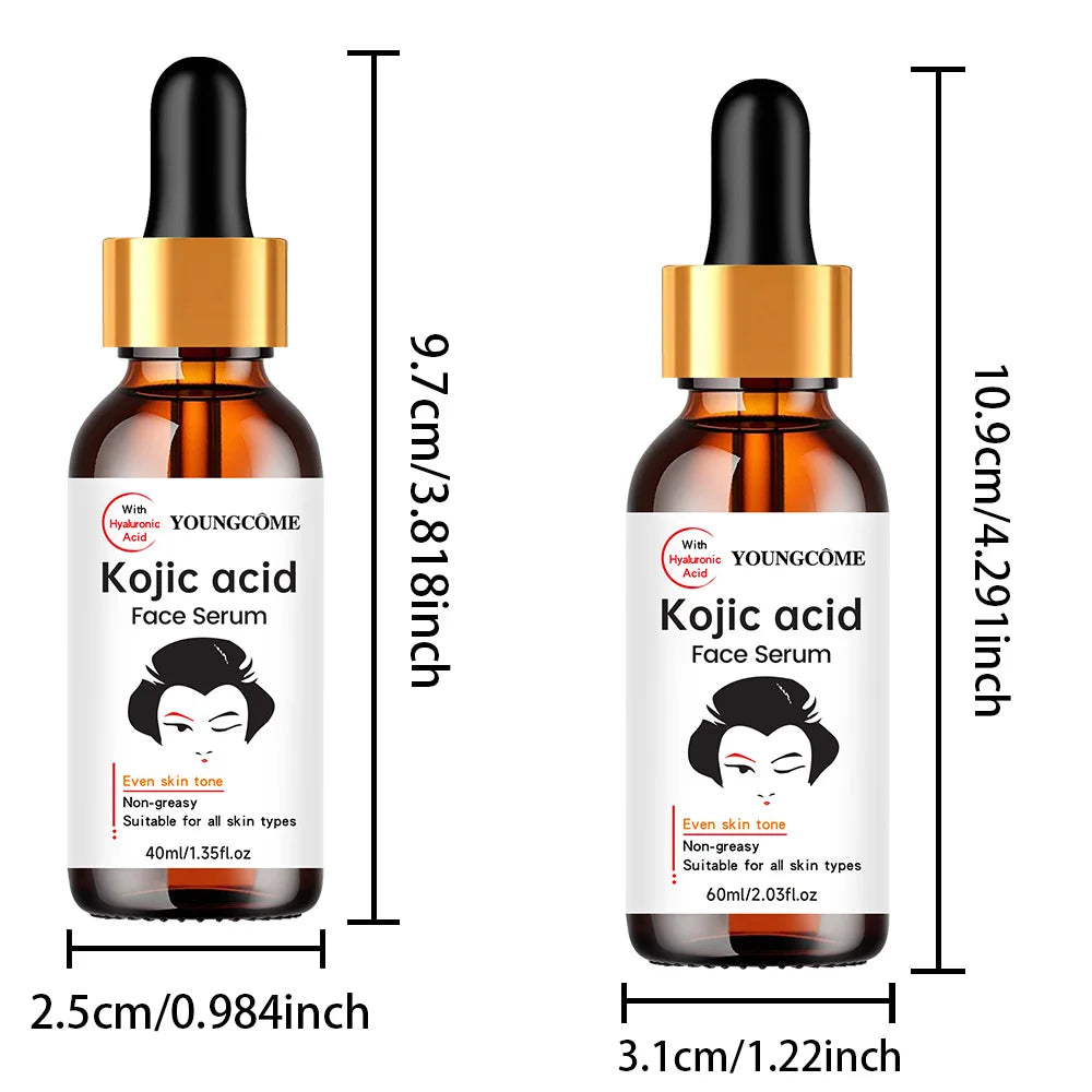 2PCS YOUNGCOME Kojic Acid Face Serum - Brightening Anti-Aging Treatment, Evens Skin ToneFades Dark Spots, Skin Essence Shrink.