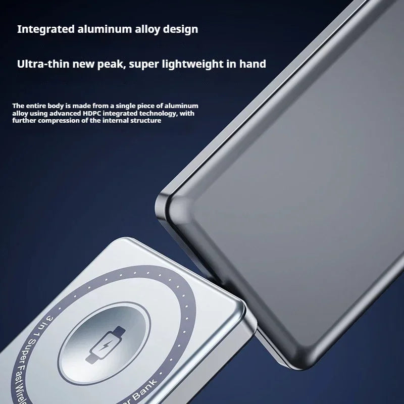 50000mAh Magnetic Power Bank PD20W Super Fast Charging Large Capacity Wireless External Battery for iPhone Huawei Watch