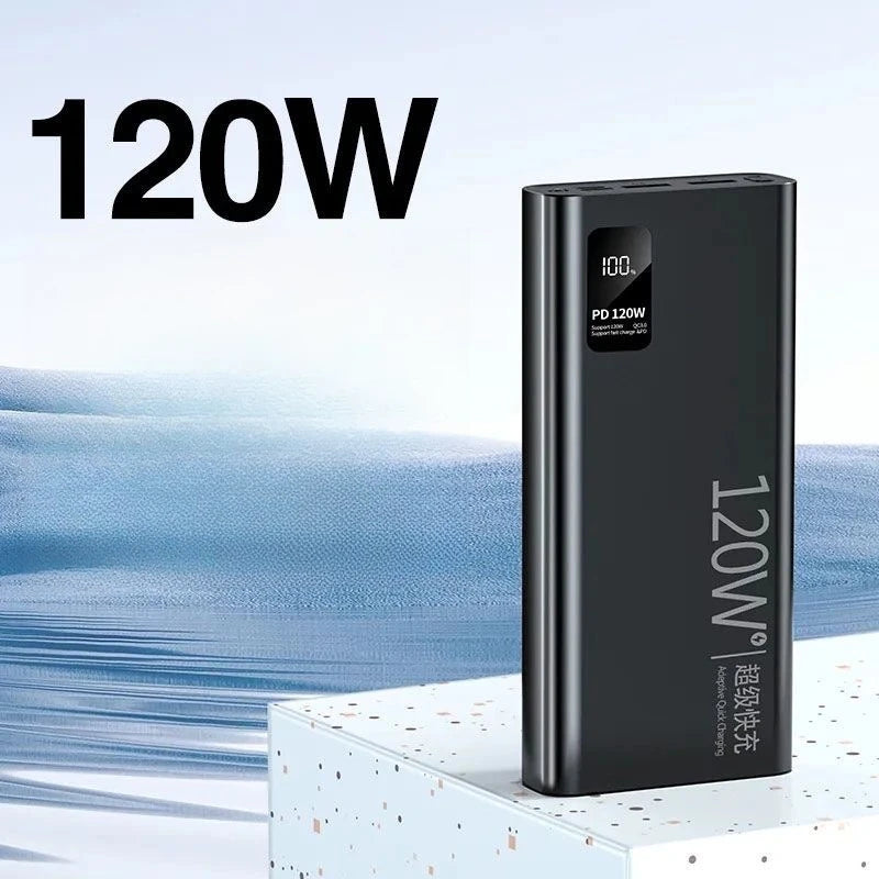 120W Super Fast Charge Power Bank 20000mAh Large Capacity Bidirectional Quick Charging Digital Display Portable External Battery