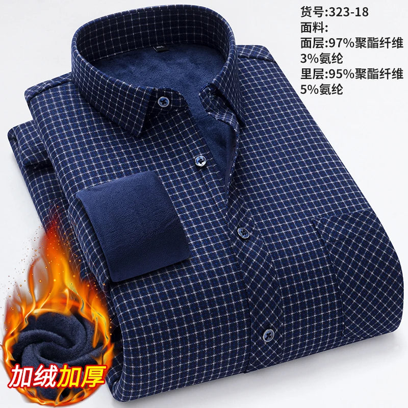 New Men's Autumn Winter Casual Long Sleeve Plaid Shirts Thick Warm Male Casual High Quality Soft Plus Size Business Check Shirts