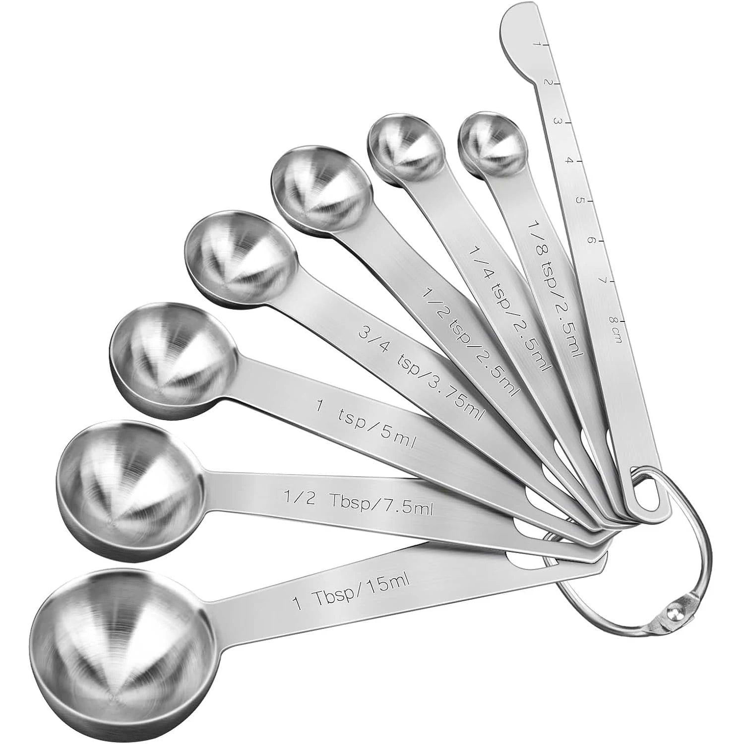 Stainless Steel Measuring Spoons Set of 8,Metal Teaspoon & Tablespoon Heavy Duty Engraved Kitchen Gadgets for Baking Cooking