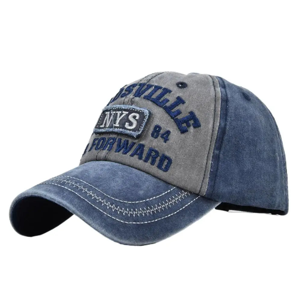 Fashion Hip Hop NYS Patch Embroidery Baseball Caps Adjustable Frayed Denim Sunscreen Hats Vintage Snapback Dad Hat for Men Women