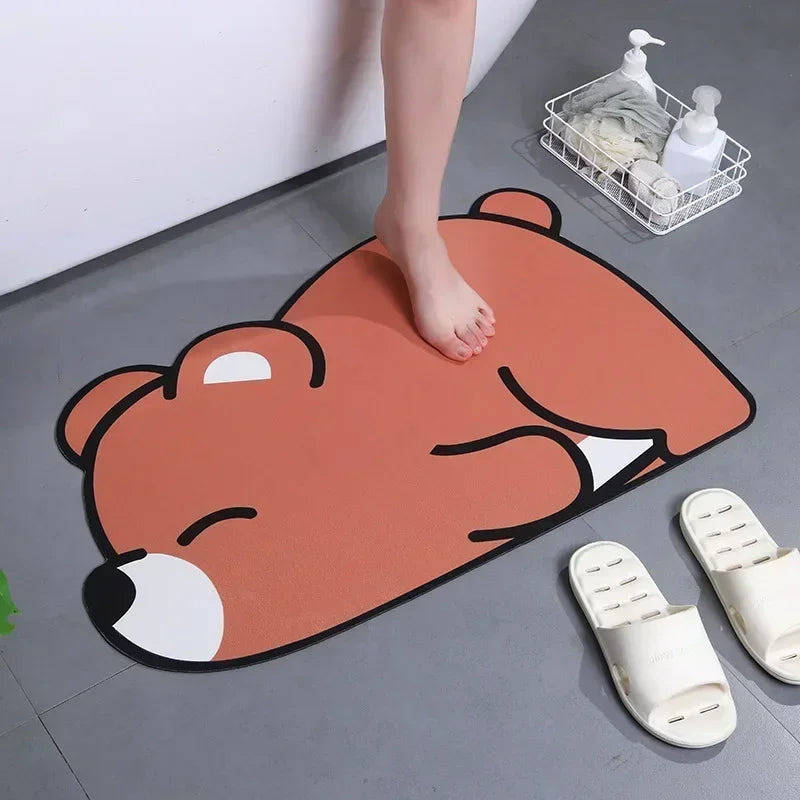 Cartoon Bathroom Bath Mat Super Absorbent Bathroom Rugs Set Non Slip Entrance Doormat Nappa Skin Floor Mats Toilet Carpet