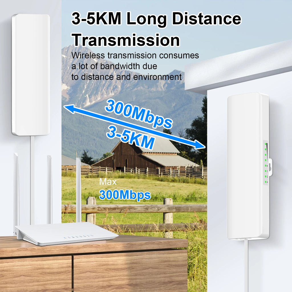 COMFAST 300Mbps Outdoor Wifi Repeater Wireless Bridge 2.4G Wifi CPE Bridge Long Range Extender Access Point Wifi 3-5KM Coverage