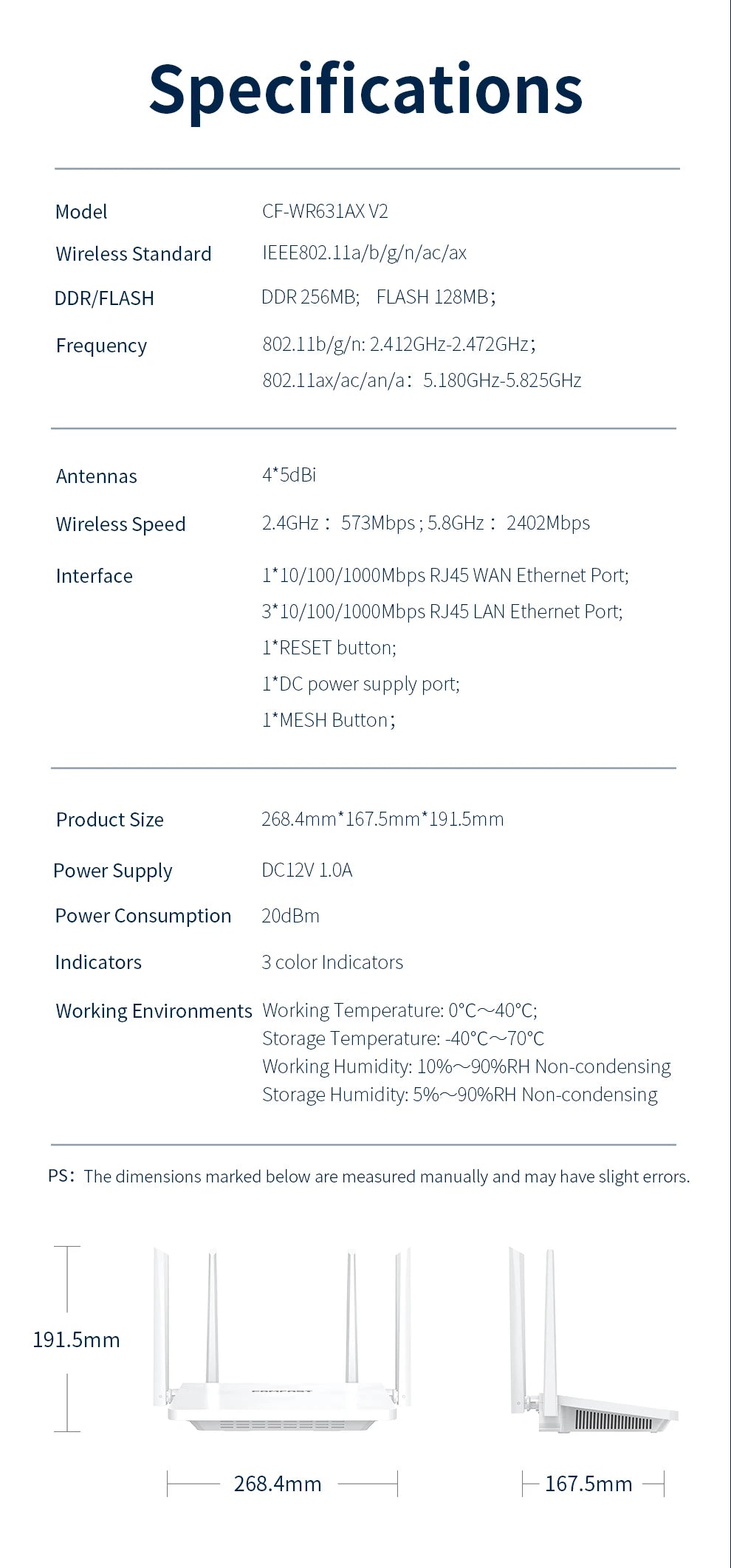 Comfast AX3000 WIFI6 Router Gigabit 2.4G&5GHz 802.11AX Wireless Signal Amplifier Booster Gigabit Router WIFI Amplifier For Home