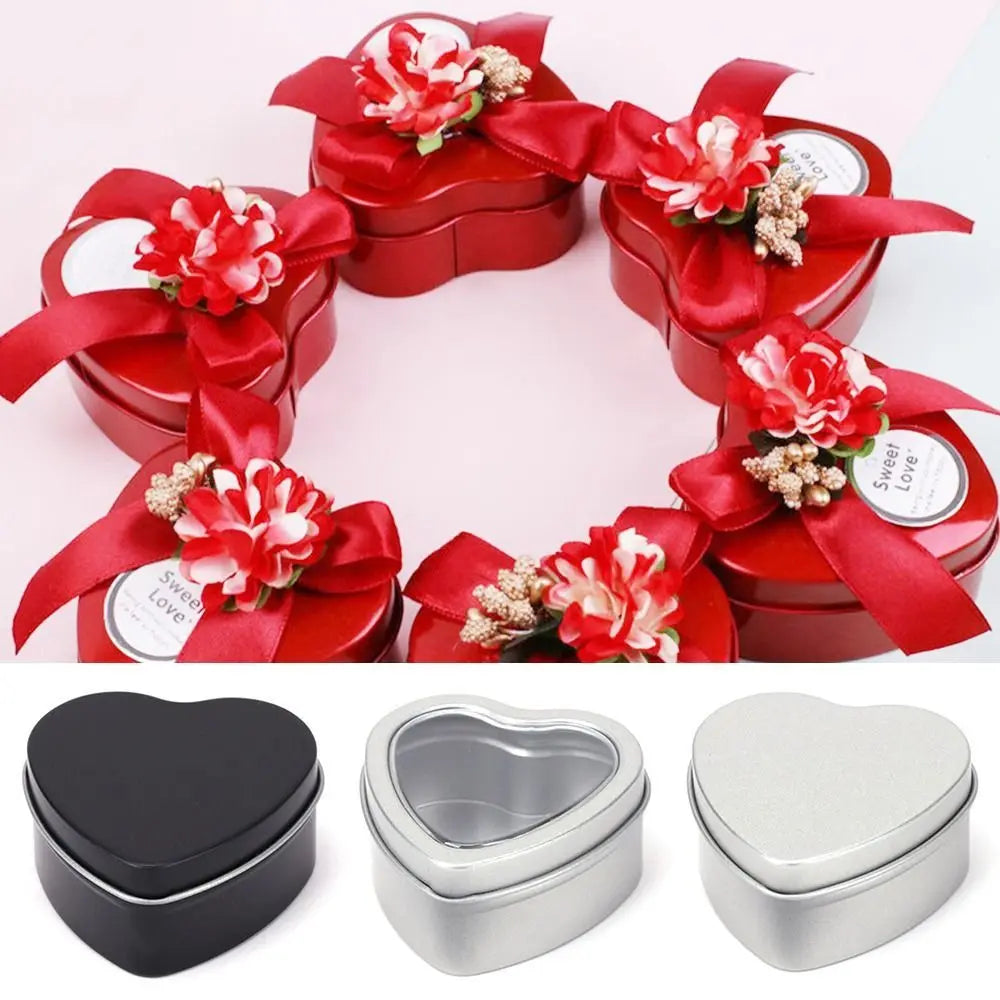 Heart Shape Metal Box Aluminum Tin Jar for Cream Balm Nail Candle Cosmetic Container Refillable Tea Cans Candy Packaging Box 1Pc