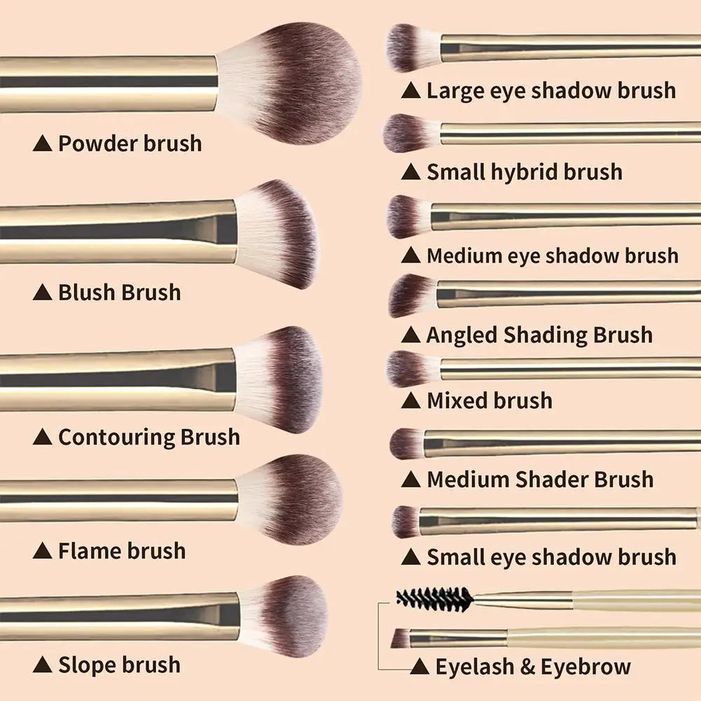 13Pcs Professional Makeup Brush Set Foundation Concealer Powder Eyeshadow Blush Kabuki Blending Full Face Beauty Tool