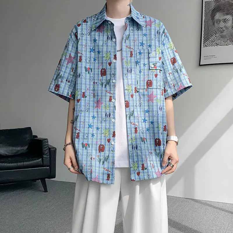 LEGIBLE Spring Summer Solid Shirts Men Casual Oversized Three Quarter Shirts Male Loose Fit Shirt for Man