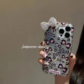 Colorful Leopard Blink Diamond Bowknot Lustre Lining Phone Case for iPhone 16 15 14 Plus 13 Mini 12 Pro Max 11 7 8 SE X XS XR