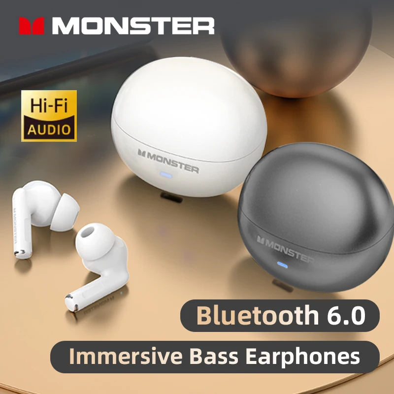Monster MQT39 TWS Wireless Bluetooth 6.0 Earphones Hifi Stereo Earbuds Noise Reduction Headphones Gaming Sports Headset with Mic