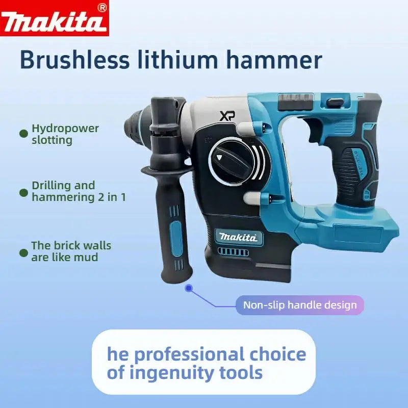 Makita Electric Cordless Brushless Hammer Drill Rechargeable Rotary Hammer Drilling and Chiseling High torque power Tool