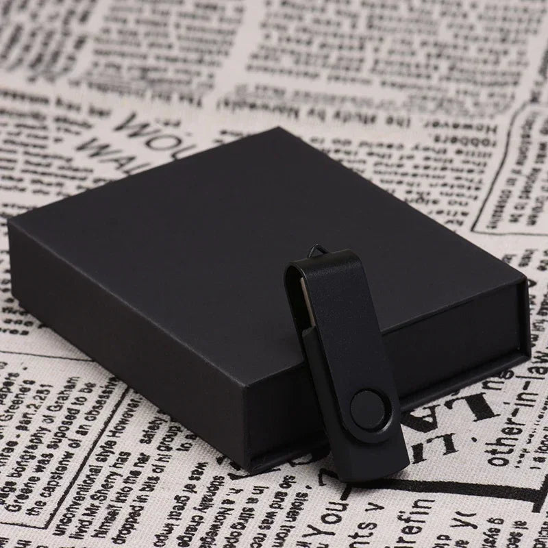 Gift Box Custom The Logo for Free Pen Drive Real Capacity USB Flash Drives Black Memory Stick Color Printing 64GB/32GB U Disk