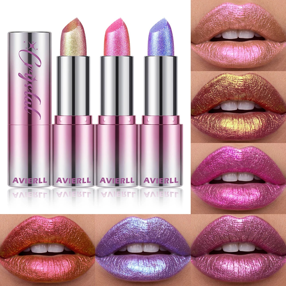6 Color Metallic Shimmer Lipstick Diamond Pearlescent Pink Glitter Solid Lip Gloss Shiny Gold Lipgloss Lasting Lip Beauty Makeup