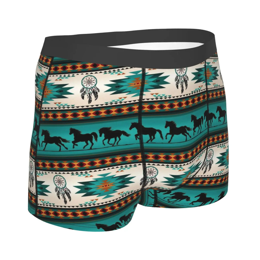 Tribal Aztec Horse Print Men Underwear Boxers Breathable Mens Boxershorts Men's Panties Underpants Man Boxers Briefs Trunks