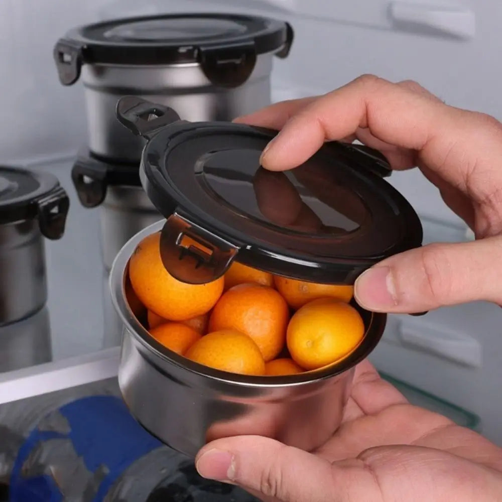 1Pcs Fresh Keeping Lunch Box Lunch Meal Prep Storage Round Bowl Food Container Fridge Kitchen 304 Stainless Steel