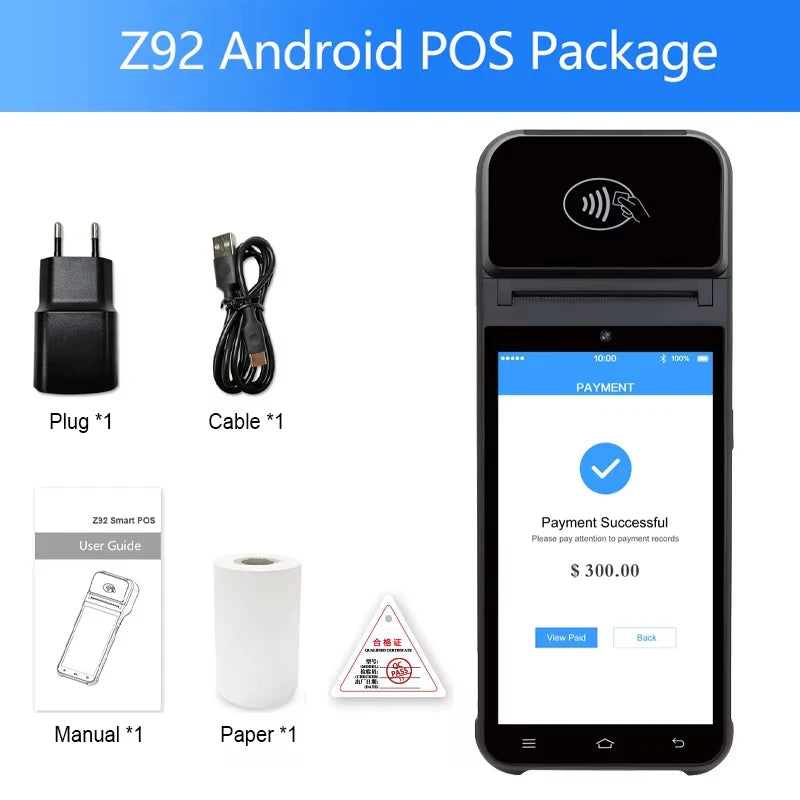 Android 13/14 Handheld POS Terminal PDA Printer 58/80mm Portable Receipt Thermal Printer NFC All-In-One POS System Ticket Maker