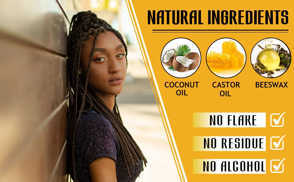 GOIPLE Extreme Hold Braid Gel-Styling Hair Wax for Cornrows, Locs, Twists and Fashionable Braids & Edge Control Gel & Brush 3pcs