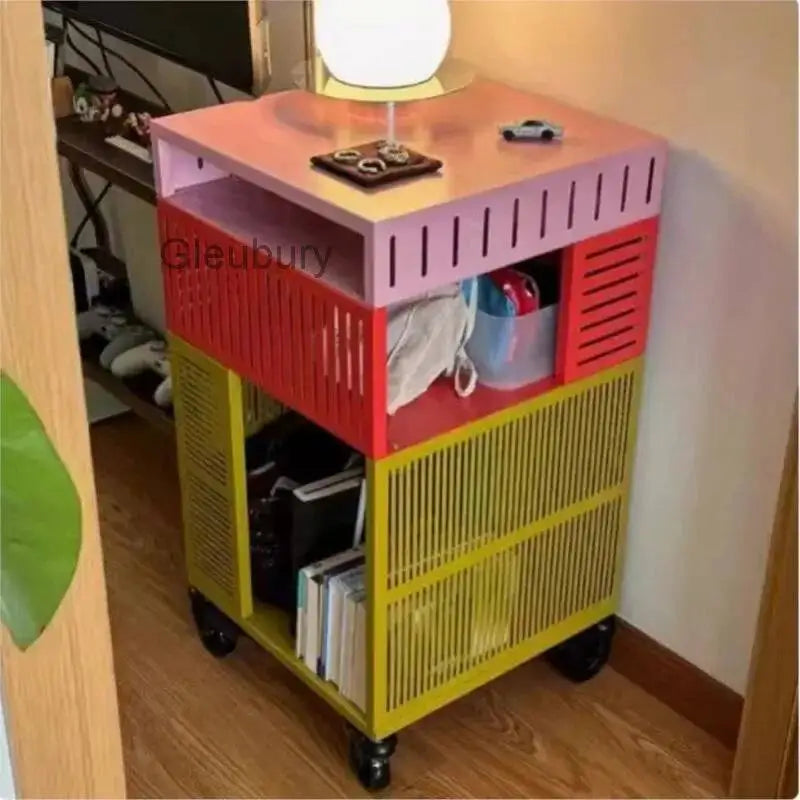 Multifunctional Metal Storage Cabinet with Wheels, Suitable for Bedroom, Living Room, Office, Modern Design Storage Cabinet