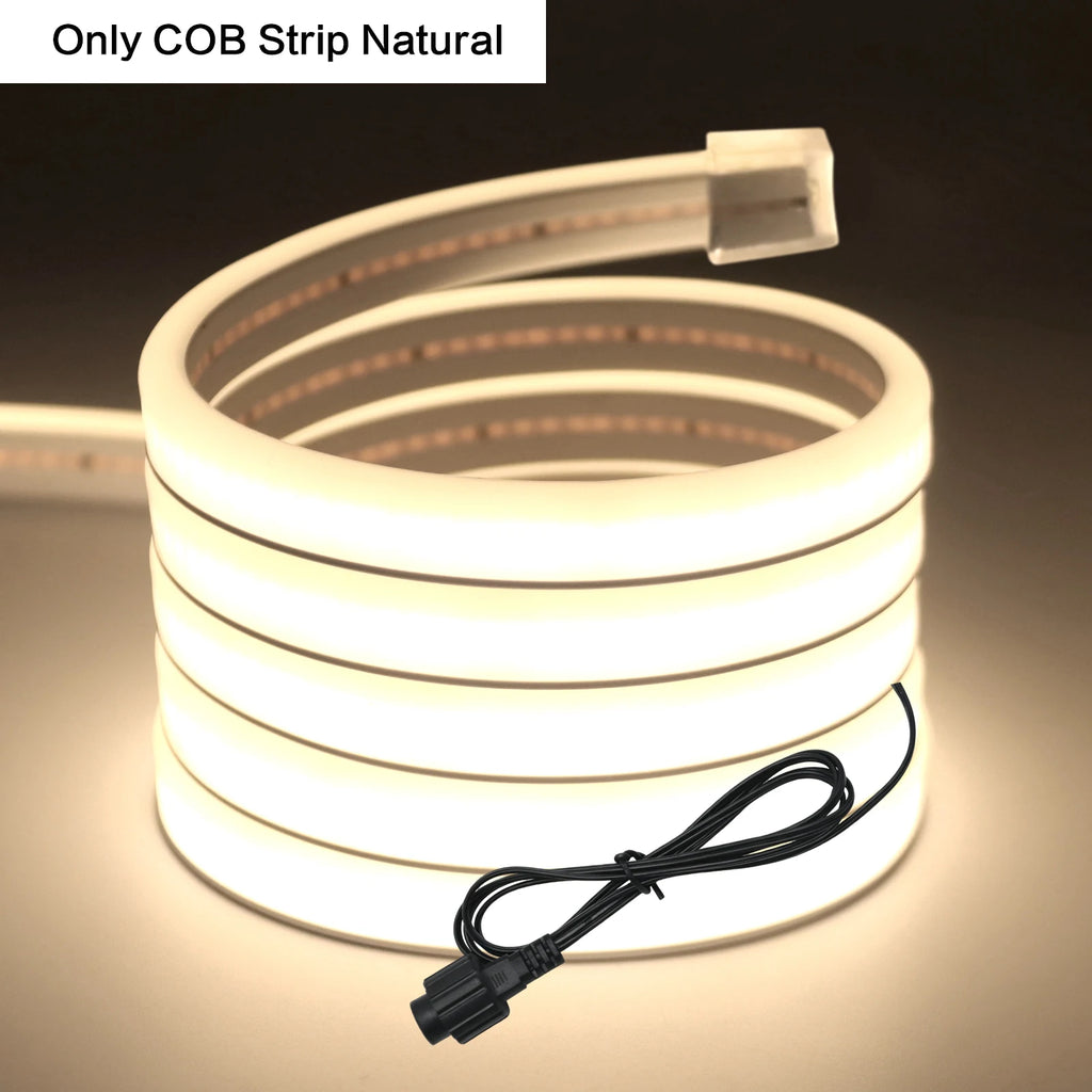 24V Solar COB LED Strip Neon Outdoor Waterproof Garden Lighting White Natural Warm 320LEDs/M Flexible Silicone Tape 0.5m-10m