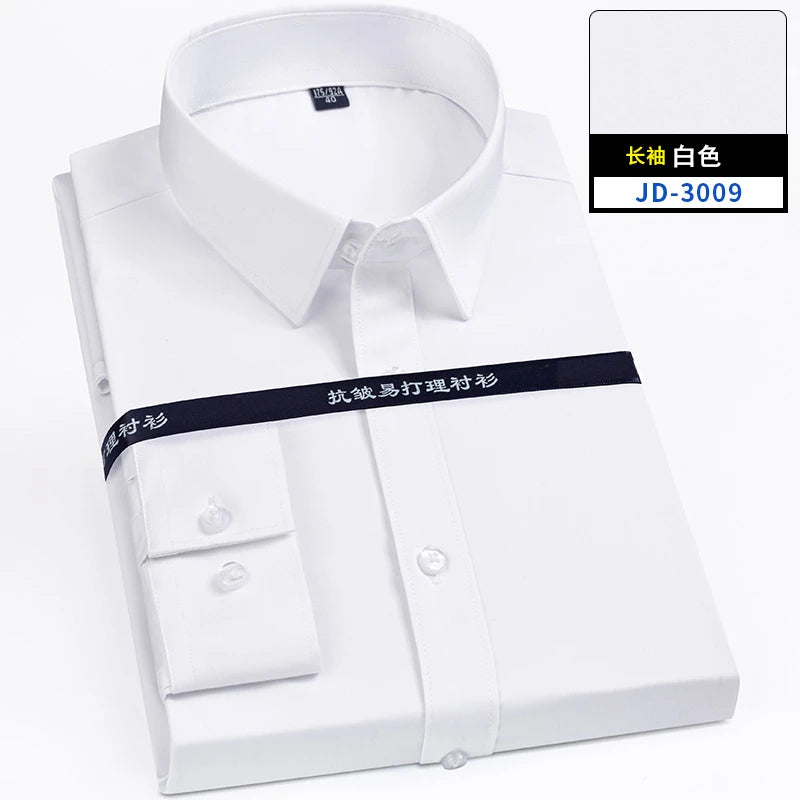 4XL 5XL 6XL 7XL 8XL Bamboo Fiber Plaid Shirt Striped Blue Casual Business Longsleeve Shirt for Men Streetwear Slim Fit Shirt Men