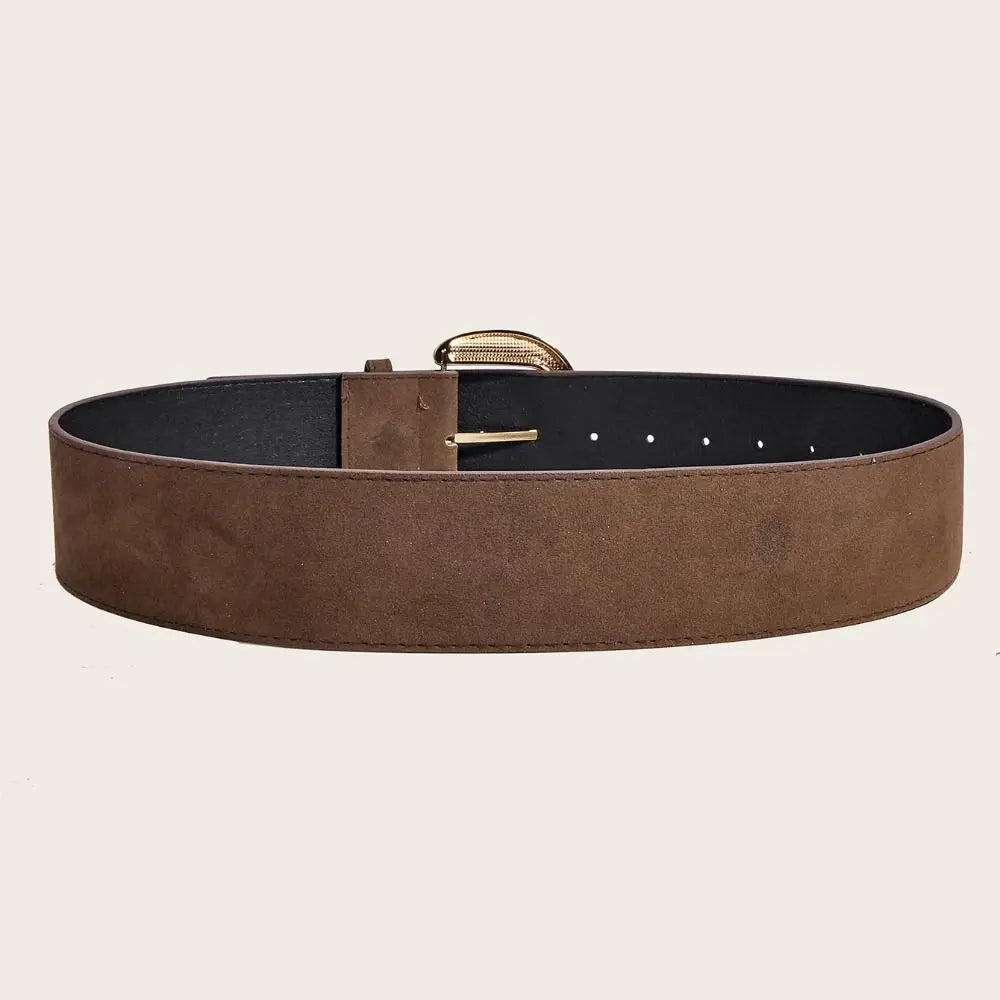 Maillard Styles Suede Leather Wide Belt Luxury Design Trendy Pin Buckle Waistband Casual Versatile Business Waist Strap Gifts