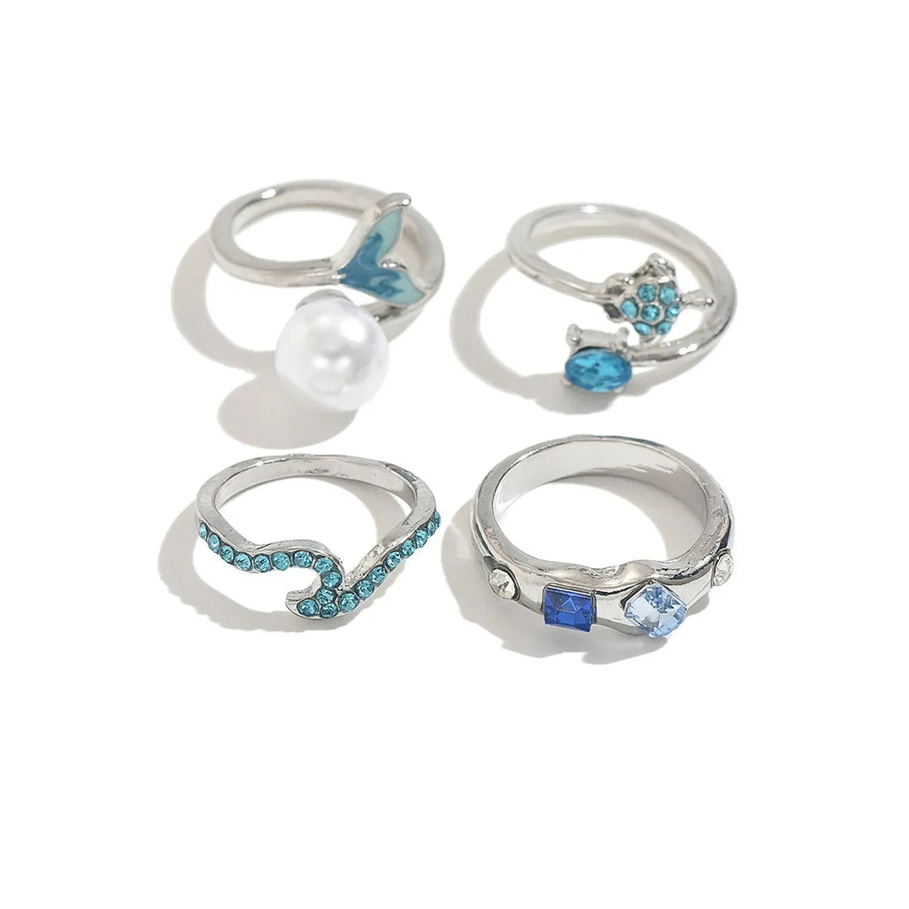 3pcs Set New Fashion 925 Sterling Silver Cute Guppy Ring Stacking Finger Ring, Animals Adjustable Open Rings Birthday Gift