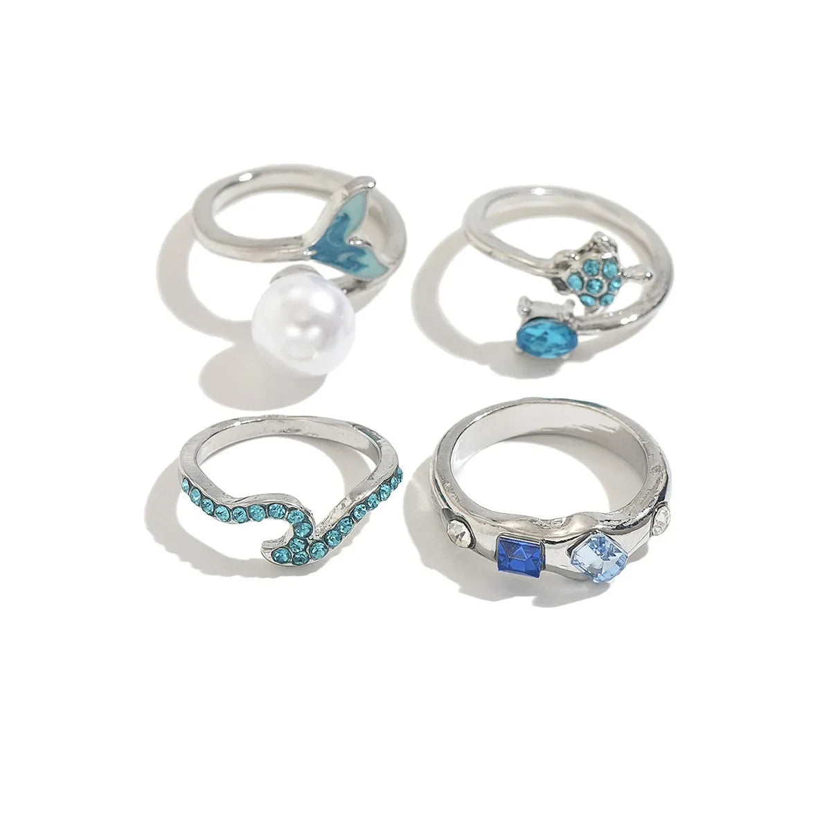 3pcs Set New Fashion 925 Sterling Silver Cute Guppy Ring Stacking Finger Ring, Animals Adjustable Open Rings Birthday Gift