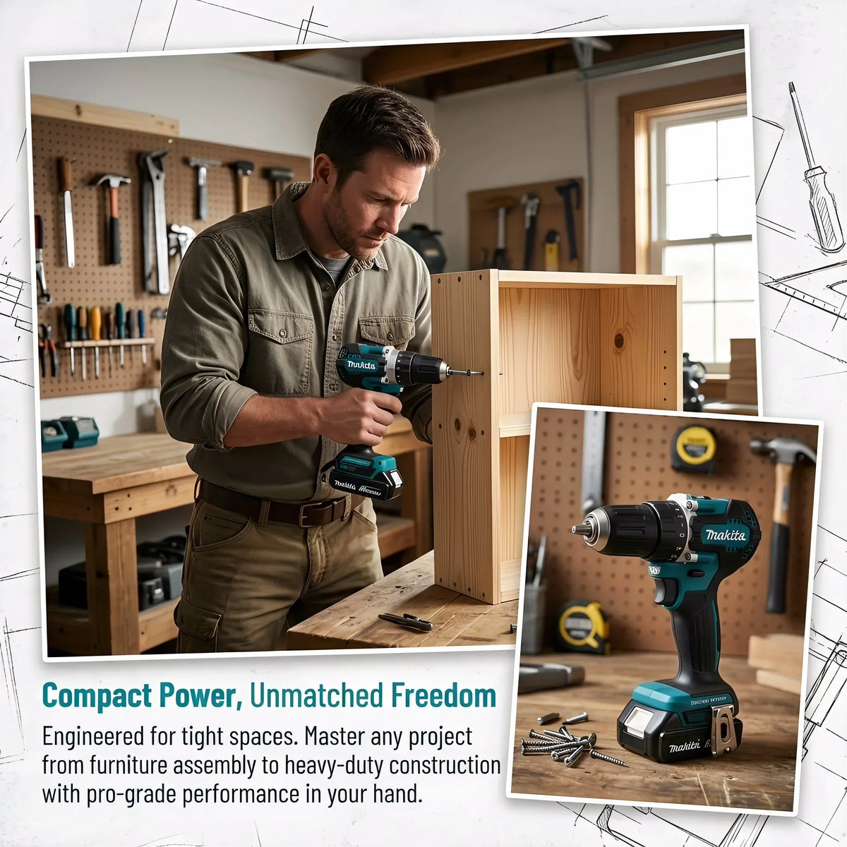 Makita Original DDF487 18V LXT Brushless Drill Driver, Multifunctional Rechargeable Screwdriver for Wood Metal Drilling Tasks