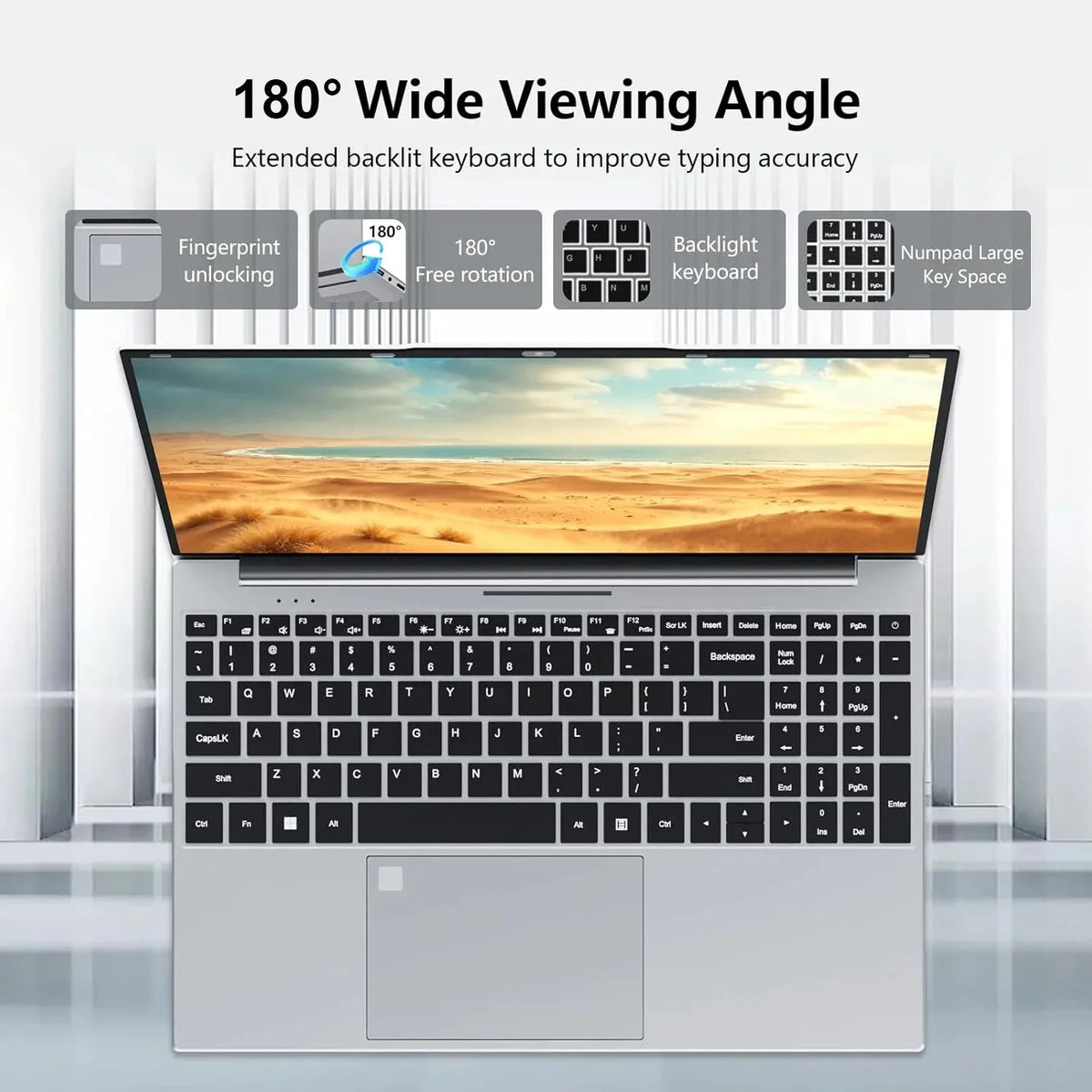 18.5' Laptop Intel Core I5 16GB 2TB 10000mAh Backlit Keyboard Fingerprint Unlock Windows 11 Gamer Office Notebook 1920x1080 PC