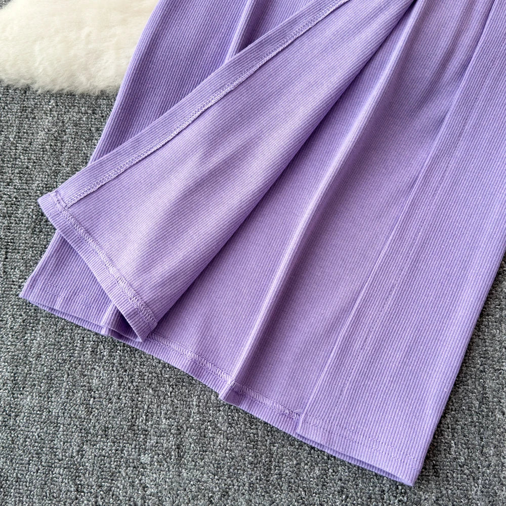 Sexy two Pieces Sets Chic Elegant  v neck slip camis with High Waist Hip Wrap Single Breasted split summer sweet Full Skir