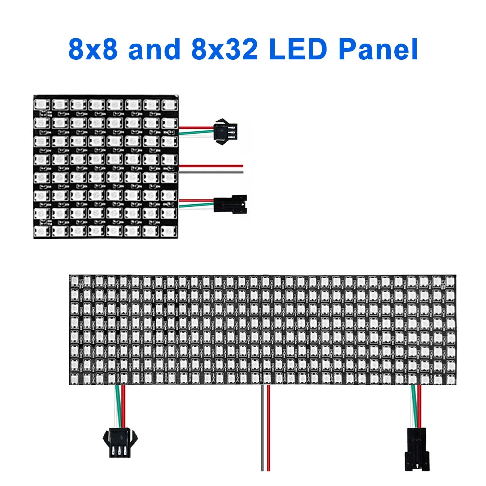 WS2812B Individually Addressable LED Panel Digital Flexible 5050 RGB Matrix Screen Module Light DC5V 8x8 16x16 8x32  64/256Pixel