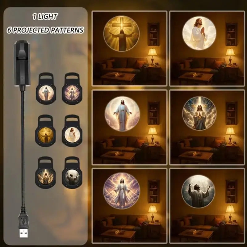 Jesus and Virgin Mary Religious Themed USB Projection Light With 12 Patterns Perfect For Room Ceiling Background Wall Decoration