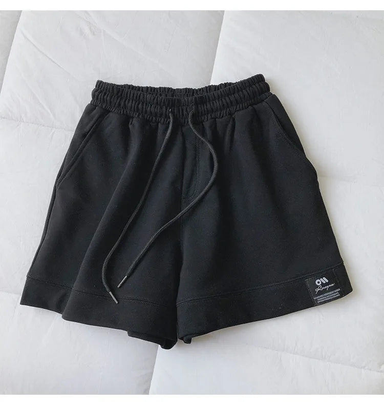 New Women High-Waist Wide-Leg Pants Couple's Sports Shorts Student Loose Home Pants Girls Casual Running Shorts Sexy high-waist