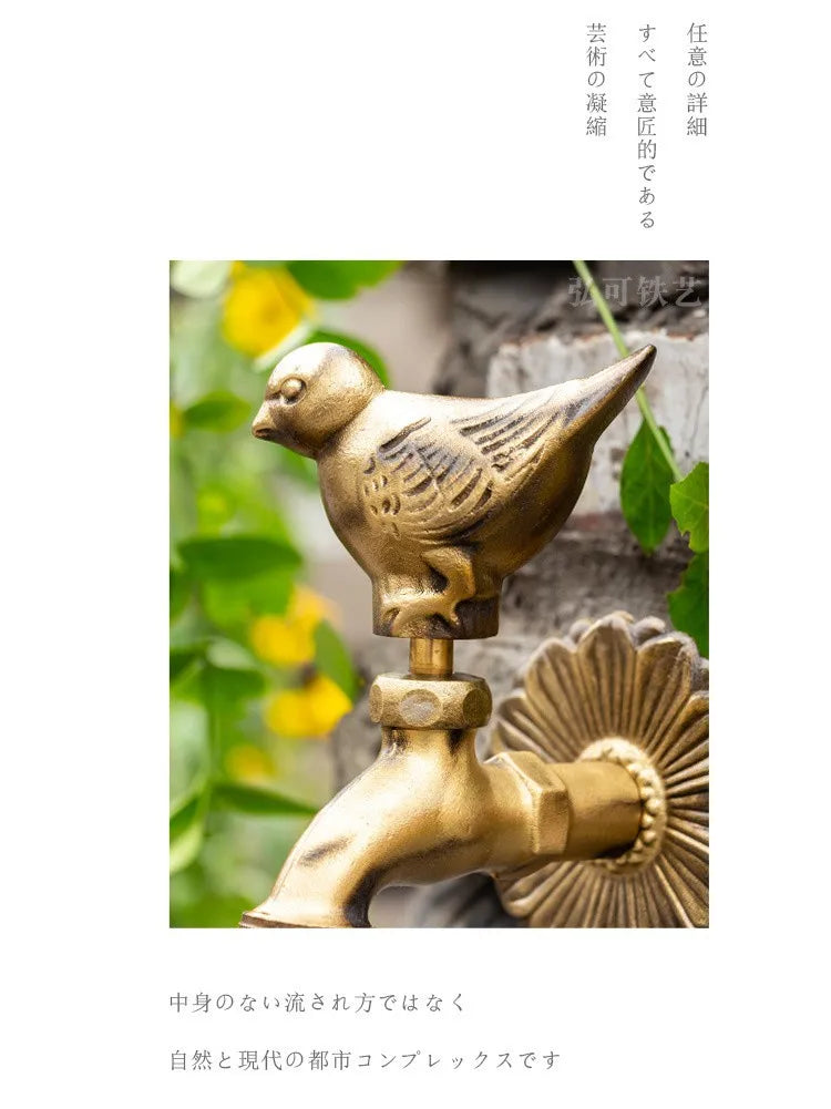 Bathroom Garden Faucet Antique Brass Kindergarden Wall Mount Animal Cold Water Faucet Basin Faucet