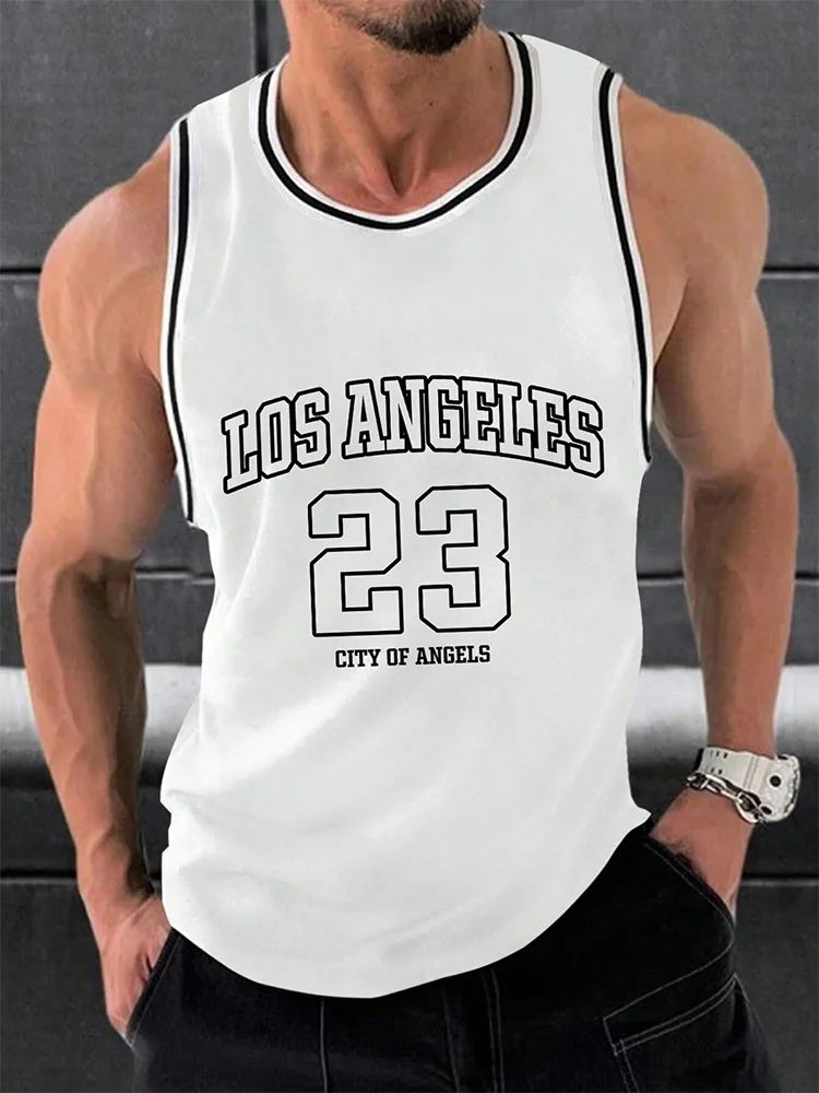 Summer Daily Urban Casual Men's Tank Top Fitness Exercise Breathable Men's Tank Top Outdoor Street Fashion Men's Tank Top