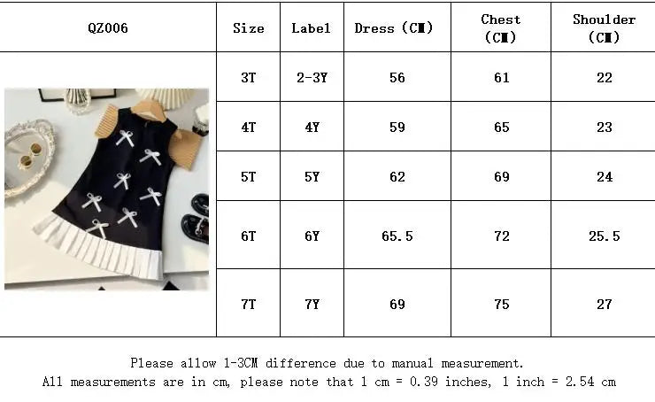 Black Bow Decoration Girls Dress Summer Sleeveless Princess Dresses Color Blocked Children's Clothing 3 To 7 Years Wear