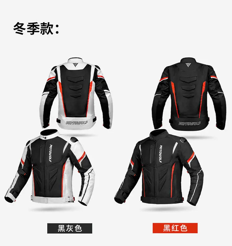 MOTOWOLF Men Motorcycle Riding Jacket Removable Waterproof Thermal Liner Windproof Anti‑Fall Motorbike Touring Racing Coat