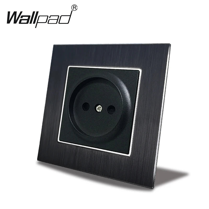 Euro USB Type-C Socket Black Matte Metal Panel Double Triple Electrical Wall SocketS EU Type A+C Outlet with Cap Cover Round Box