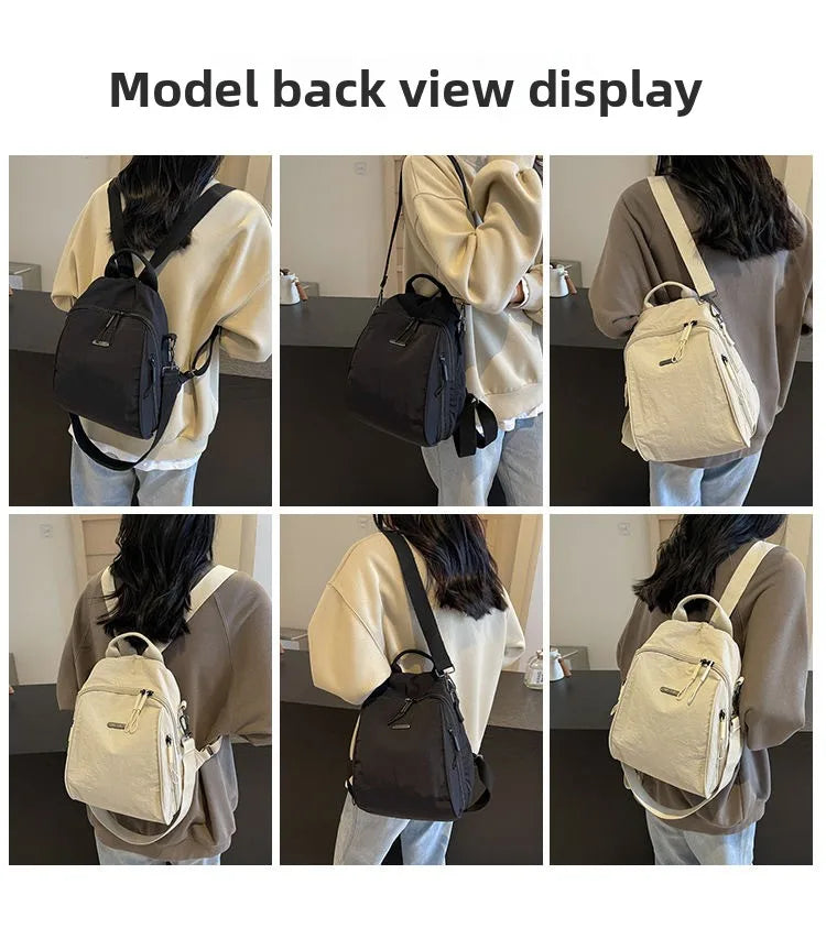 Multi Functional Nylon Mini Backpack, Casual Convertible Crossbody Sling Travel Bag for Women Multi-Pocket Daily Outdoor Daypack