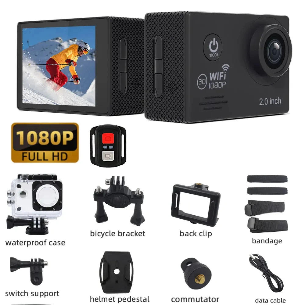 4K WiFi Action Camera Mini Waterproof DV Camcorder Outdoor 1080 Sport Bicycle Helmet Video Recording Cam with Remote Control