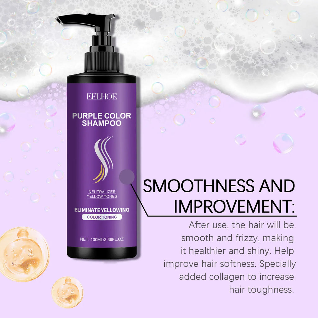 EELHOE Purple Shampoo for Blonde Hair Color Fix Fading Yellow Remedy for Gray Hair Cover After Professional Hair Bleach Shampoo