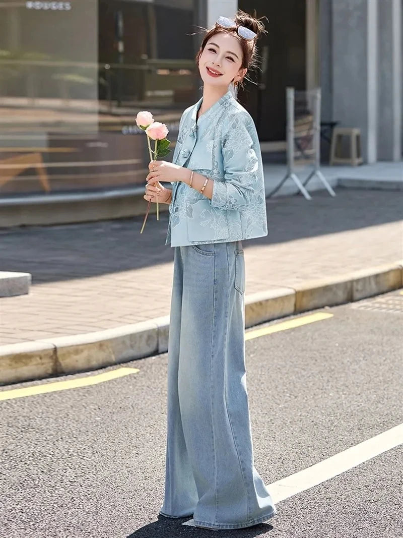 Chinese Style Jacket For Women 2025 Spring New Women Coat Small Fragrance Casual Short Jacket Top Women Embroidery Windbreaker