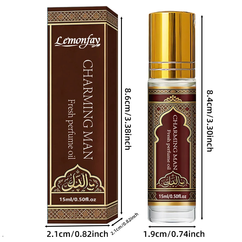 Lemonfay Charming Man Fresh Perfume Oil | Arabian Style Masculine Scent | Long-Lasting Portable Roll-On Fragrance For Men 15ml