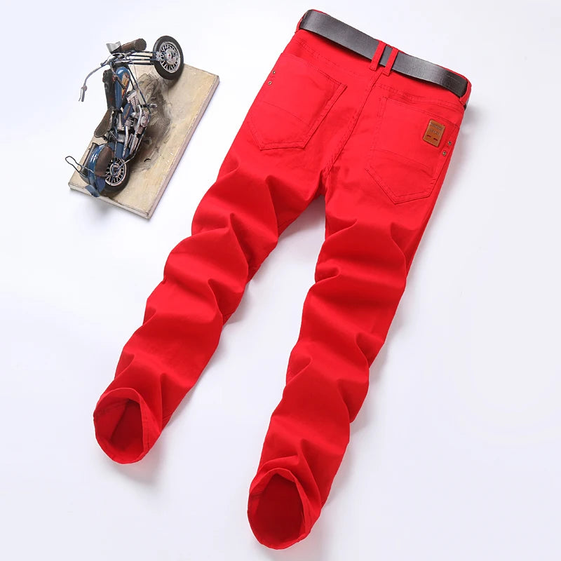Men's Classic Denim Pants 2022 New Fashion Casual Straight Stretch Slim Fit Jeans High Quality Cotton Colorful Brand Pants