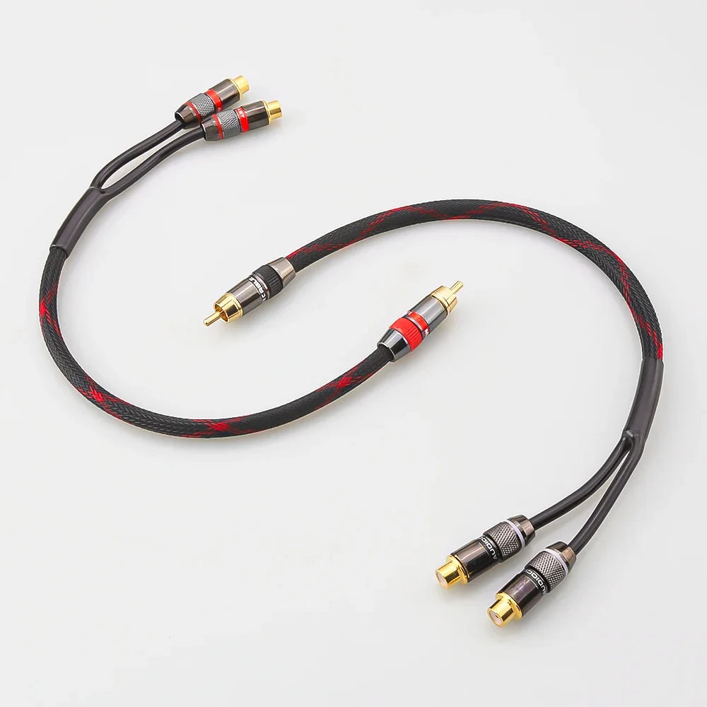 HiFi Y Splitter Audio Cable RCA Male to 2 Female Plug RCA Connector Adapters Cable Wire Cord for Amplifer