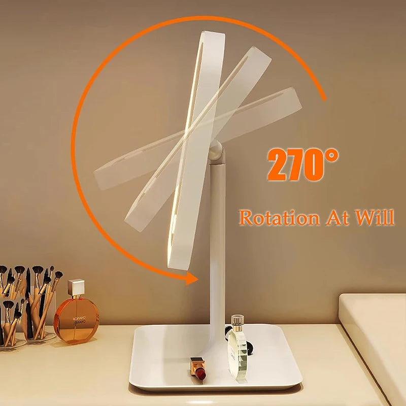 Desktop Vanity Mirror 3 Color Dimmable Light LED Makeup Lights Touching Women Bedroom Dressing Mirrors