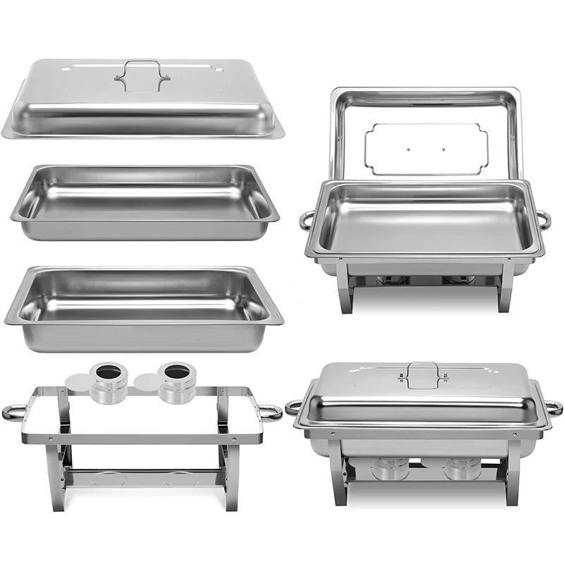 Stainless Steel Buffet Stove Hotel Restaurant Rectangular Folding Alcohol Stove Single/Double/Triple-Tank Buffet Warming Stove