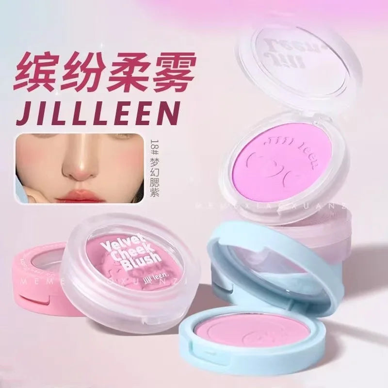 JILL LEEN Monochrome Colorful Soft Mist Blush Disc Highlight Grooming Peach Gills Purple Matte Brightening Expansion Color
