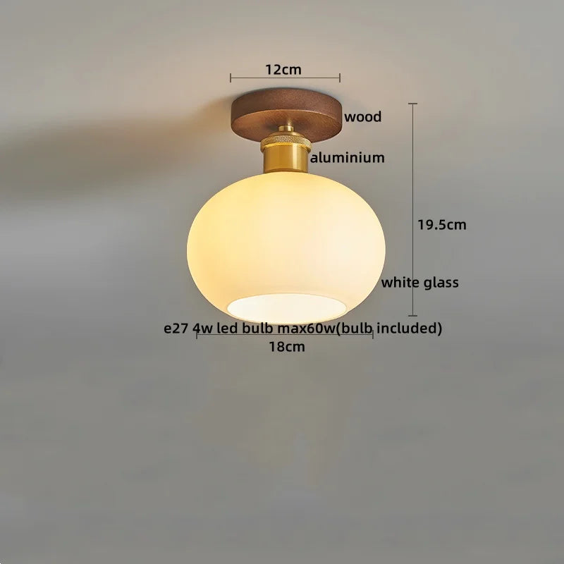 IWHD Walnut Copper LED Ceiling Lights Decoration Aisle Corridor Living Room Light Home Lighting Modern Ceiling lamp Luminaria